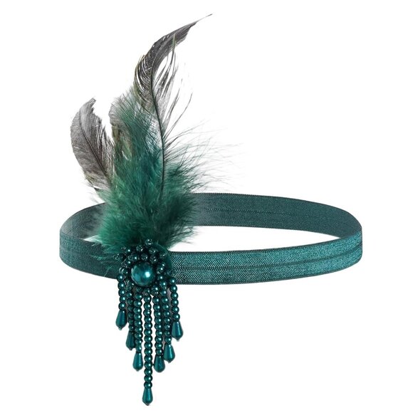 Other - 1 Pcs 1920s Flapper Headpiece Green Feather Headband Roaring 20s Gatsby Hair Acc